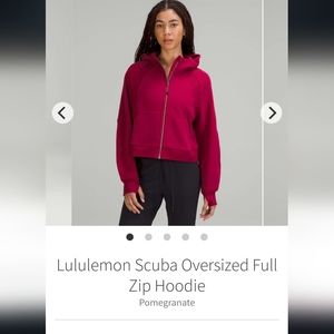 Lululemon Scuba Oversized Full Zip Hoodie Pomegranate XS/S